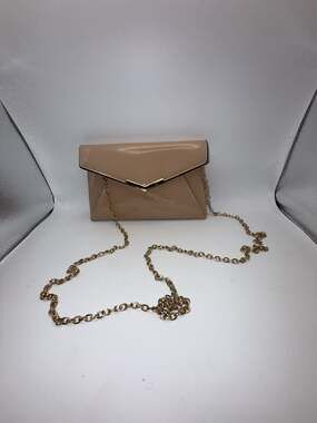Urban Expressions Nude Patent Envelope Clutch with Gold Chain